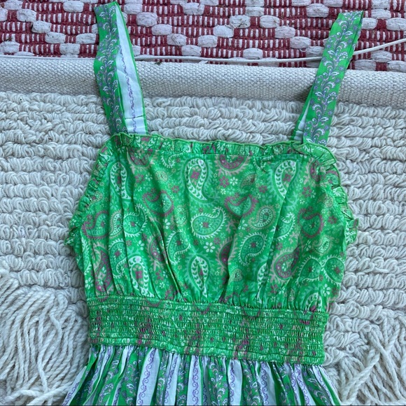 Playa Lucila Dresses Playa Lucila Green Paisley Cambric Maxi Dress